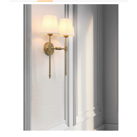 PERMO Classic Rustic Double Sconce 2-Lights Wall Sconce Lighting Fixture with Fl - Picture 5 of 7